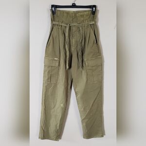 Mother The Greaser Paperbag Pleated Cargo Ankle in Olive Drab Size 23 DAMAGED